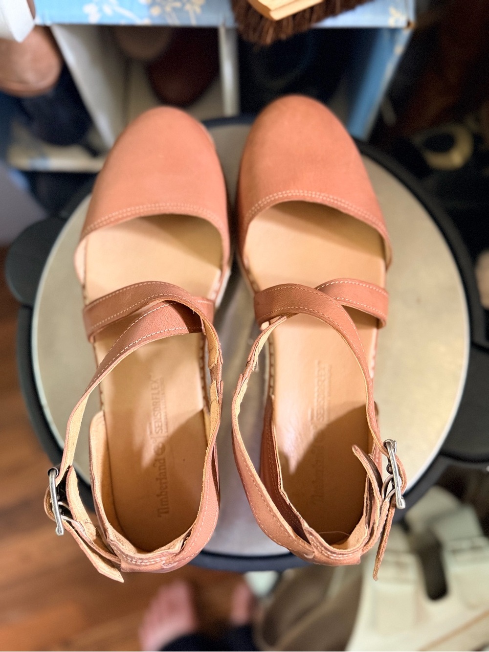 Timberland Emerson Point Closed Toe Leather Platform Sandals Tan Women’s 8.5